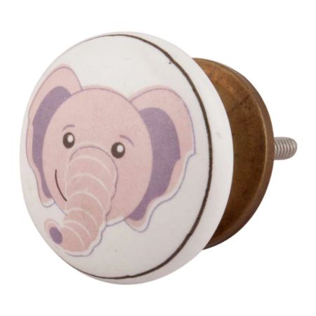 Baby Pink Elephant Ceramic Flat Cabinet Knob Online